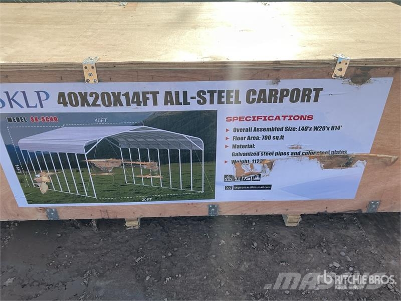  SKLP SK-SC40 20 ft x 40 ft All-Steel Carport (Unus المباني الإطار الصلب
