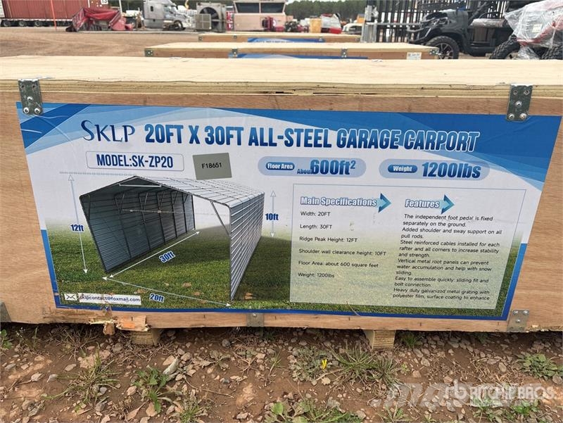 SKLP SK-ZP20 20 ft x 30 ft All-Steel Enclosed Carp Stahlrahmenaufbauten