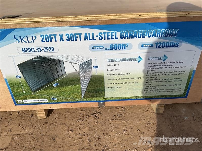 SKLP SK-ZP20 20 ft x 30 ft All-Steel Enclosed Carp المباني الإطار الصلب