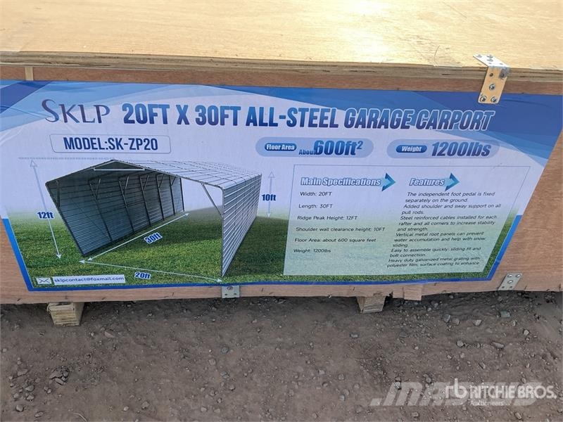  SKLP SK-ZP20 20 ft x 30 ft All-Steel Enclosed Carp المباني الإطار الصلب