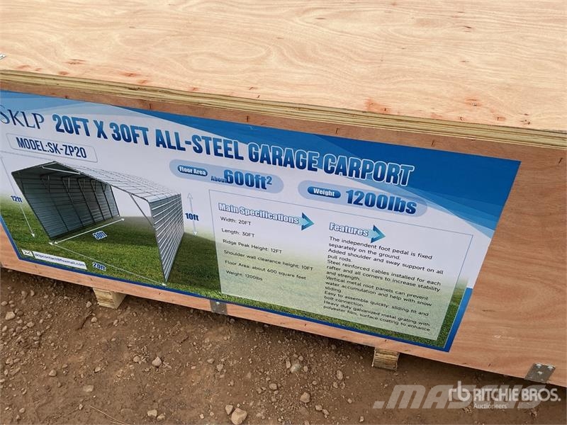 SKLP SK-ZP20 20 ft x 30 ft All-Steel Enclosed Carp 鋼架建築