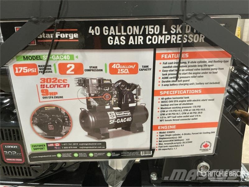  StanForge GAC40 30 cfm Skid-Mounted 40 gal Air Com Kompresori