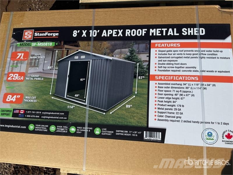 StanForge MS0810 Galvanized Apex Roof Metal Shed ( المباني الإطار الصلب