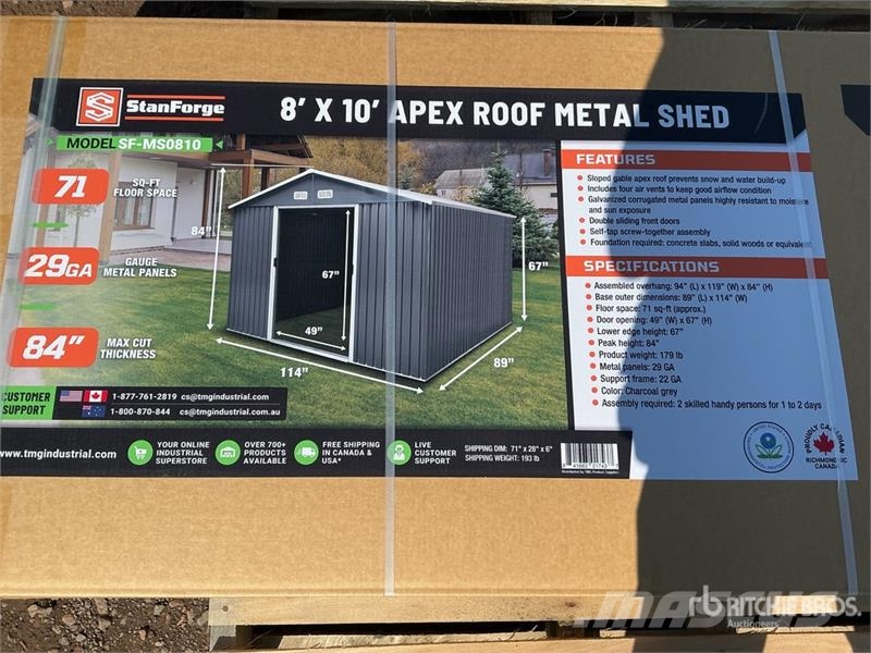 StanForge MS0810 Galvanized Apex Roof Metal Shed ( Teraskonstruktsiooniga ehitised