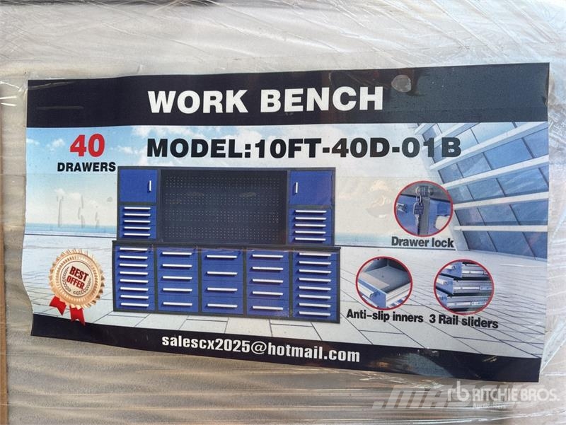  Steelman 10 ft 40-Drawer Workbench (Unused) Andre komponenter