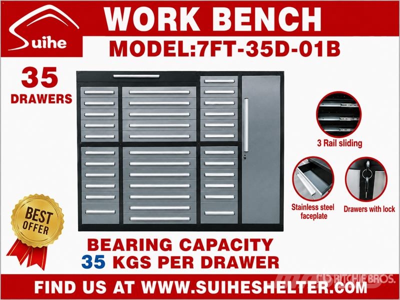 Suihe 7FT-35D-01B 7 ft 35-Drawer Tool Cabinet (Unused) Otros