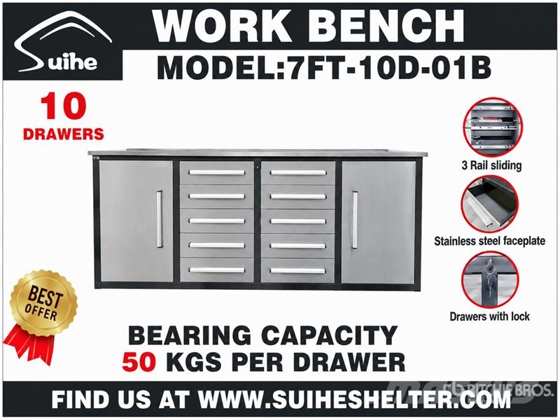 Suihe NWB-10DS-2-7 7 ft 10-Drawer Workbench (Unused) Other components