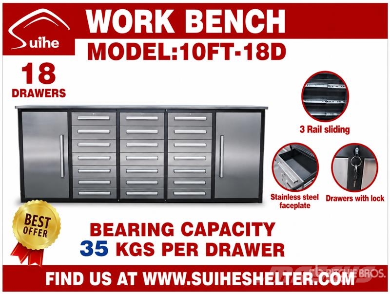 Suihe NWB-18DS-2B -10 10 ft 18-Drawer Workbench (Unused) Компоненты строительной техники