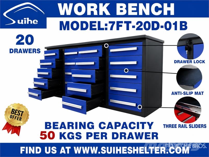 Suihe NWB-20DB-7 7 ft 20-Drawer Workbench (Unused) Компоненты строительной техники
