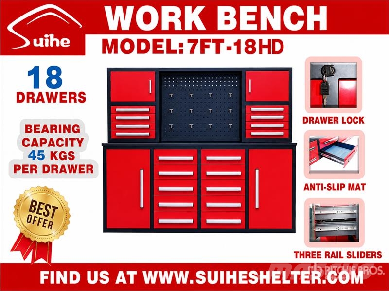 Suihe NWB-H18DR-7 7 ft 18-Drawer Workbench (Unused) Other components