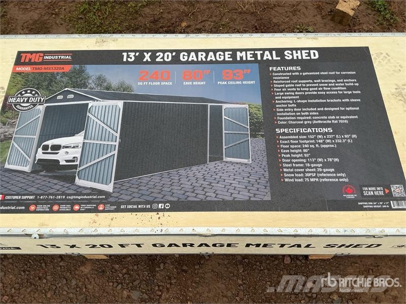 TMG MS1320A Metal 13 Ft x 20 Ft Shed (Unused) Tērauda karkasa ēkas