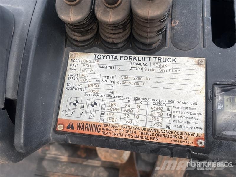 Toyota 8FGU25 4500 lb Forklift 그 외 지게차