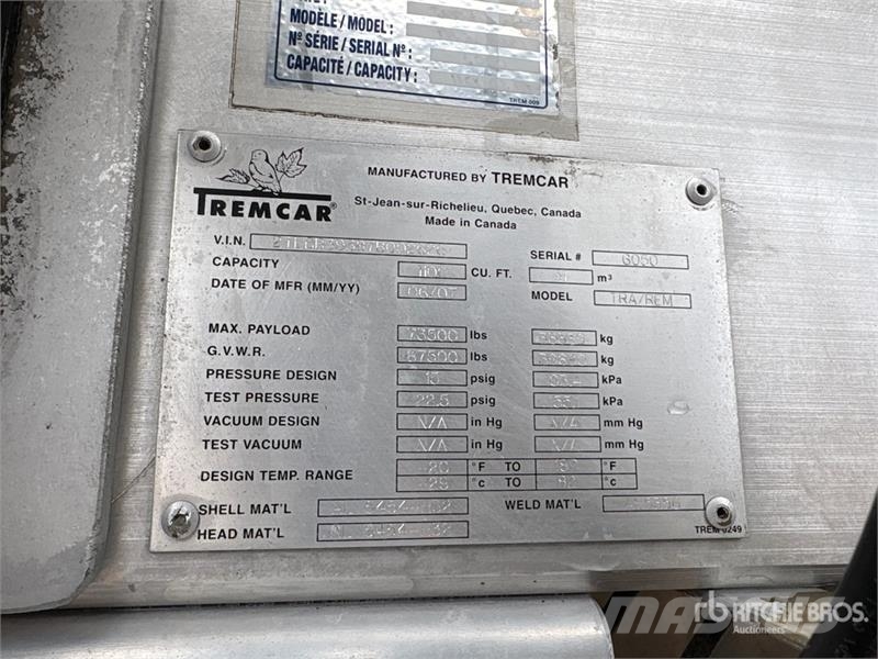 Tremcar 1100 cft Tri/A Lead Pneumatic Bulk Trailer Прочие прицепы