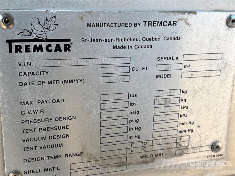 Tremcar 1100 cft Tri/A Lead Tanker Trailer Tanker trailers