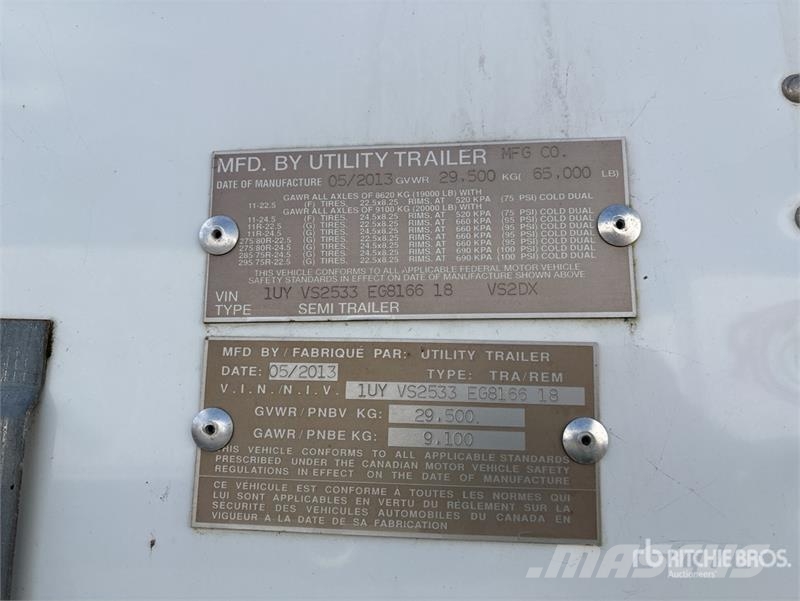 Utility 53 ft x 102 in T/A Van Trailer Прицепы-фургоны
