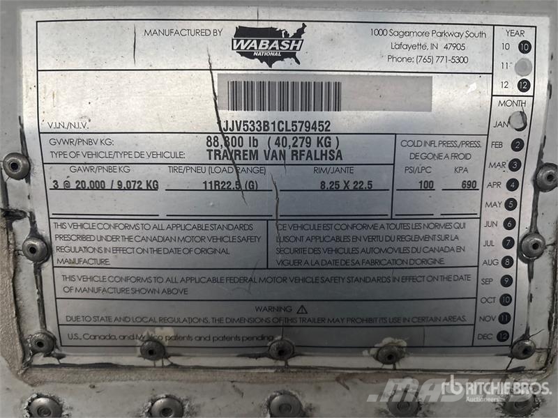 Wabash 53 ft Tri/A Refrigerated Trailer Kylmä-/Lämpökoripuoliperävaunut