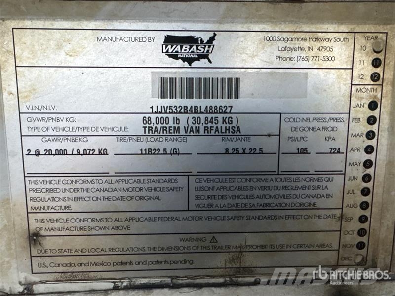 Wabash 53 ft x 102 in T/A Refrigerated Trailer Kylmä-/Lämpökoripuoliperävaunut