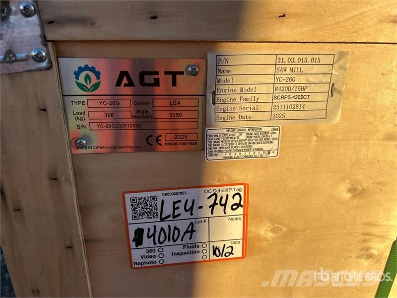 2026 AGT YC-26G Stationary Sawmill (Unused) Erdészet - Egyebek