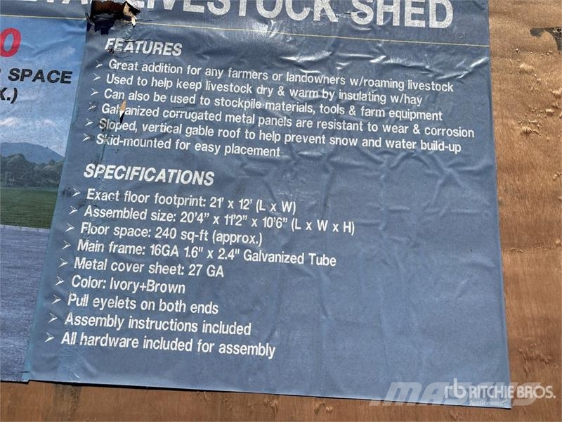 AGR-LS1220 20 ft x 12 ft Metal Livestock Shelter ( Egyéb állattenyésztés gépei és tartozékok