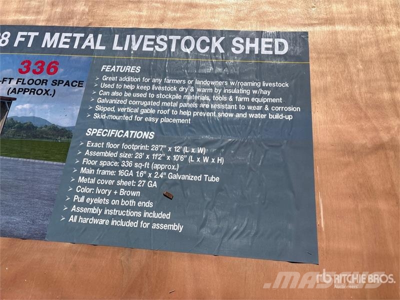 AGR-LS1228 28 ft x 12 ft Metal Livestock Shelter ( Egyéb állattenyésztés gépei és tartozékok