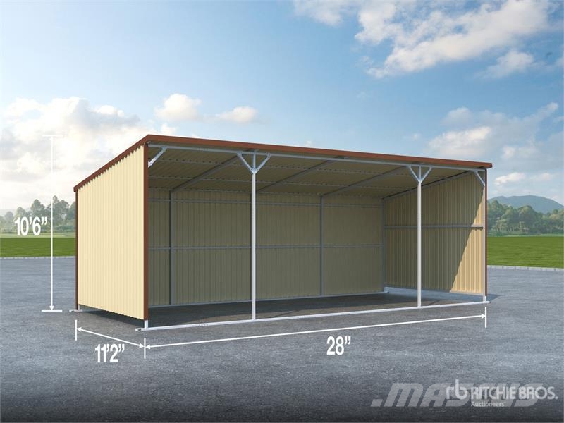 AGR-LS1228 28 ft x 12 ft Metal Livestock Shelter ( Outra maquinaria e acessórios para gado