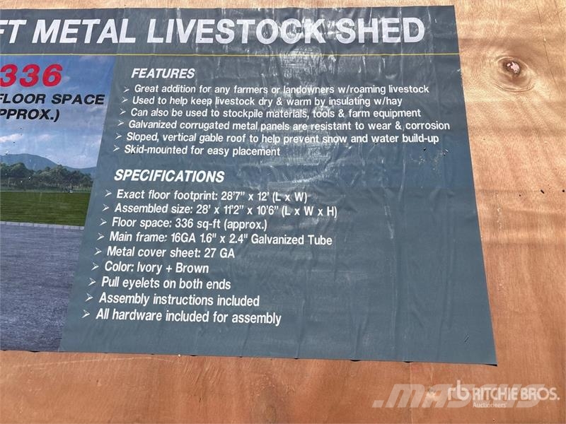 AGR-LS1228 28 ft x 12 ft Metal Livestock Shelter ( Egyéb állattenyésztés gépei és tartozékok