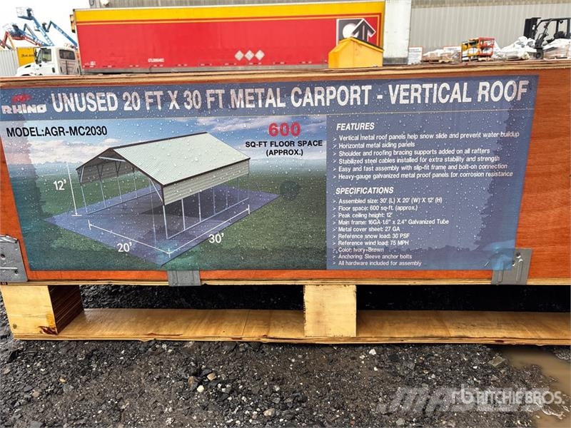  AGR-MC2030 20 ft x 30 ft Steel Carport (Unused) Edificación de acero