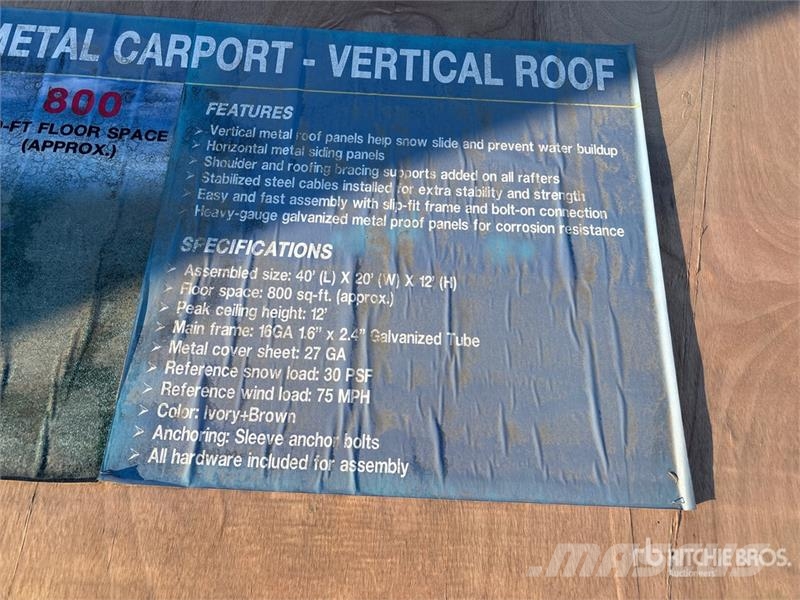  AGR-MC2040 20 ft x 40 ft Steel Carport (Unused) Teräsrunkorakennukset