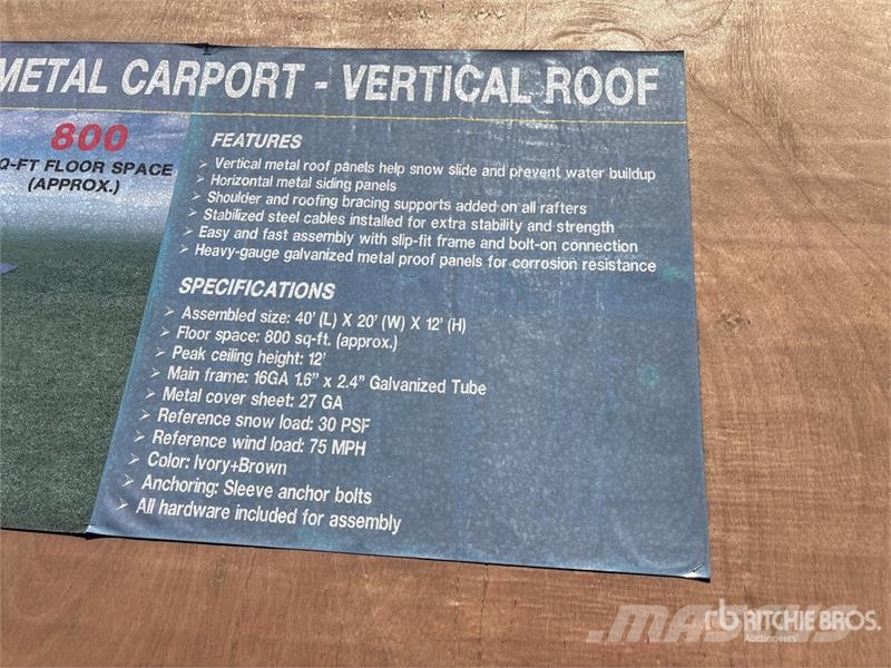  AGR-MC2040 20 ft x 40 ft Steel Carport (Unused) Стальные каркасные здания