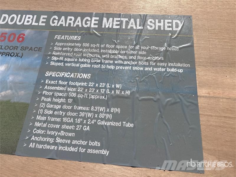  AGR-MS2322 23 ft x 22 ft Double Garage Metal Stora Stålrammmer