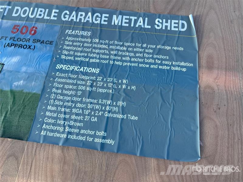 AGR-MS2322 23 ft x 22 ft Double Garage Metal Stora Teräsrunkorakennukset