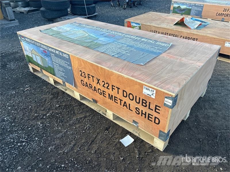 AGR-MS2322 23 ft x 22 ft Double Garage Metal Stora Teräsrunkorakennukset