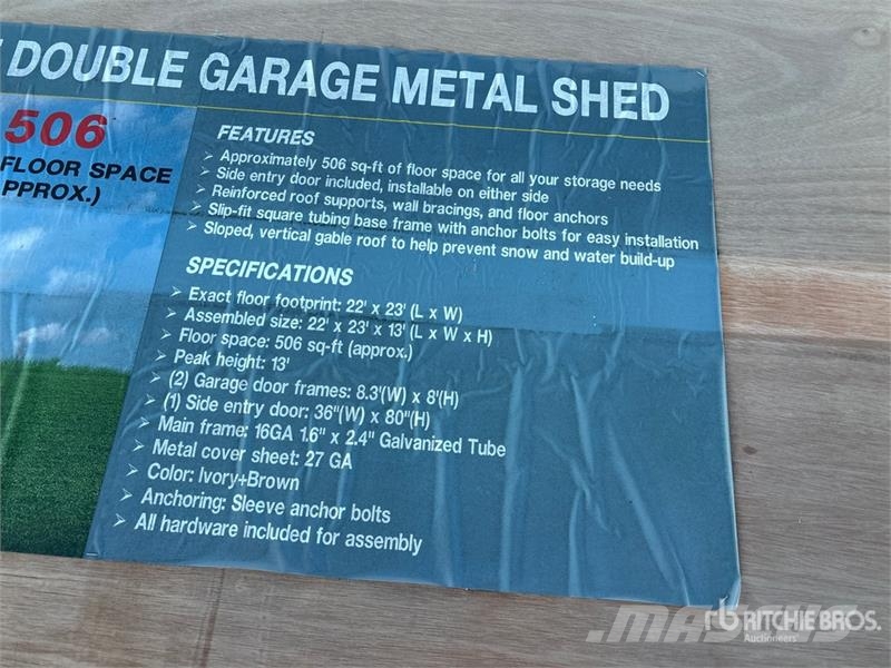 AGR-MS2322 23 ft x 22 ft Double Garage Metal Stora Teräsrunkorakennukset
