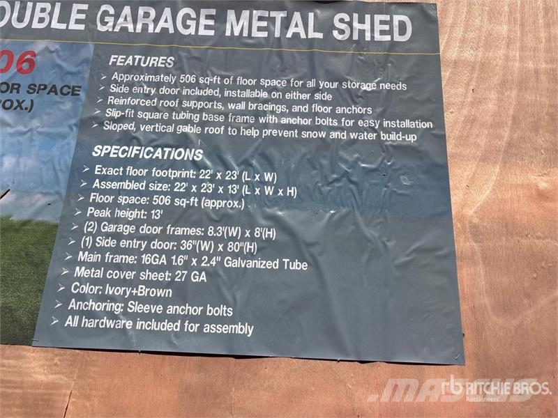  AGR-MS2322 23 ft x 22 ft Double Garage Metal Stora Stålrammmer