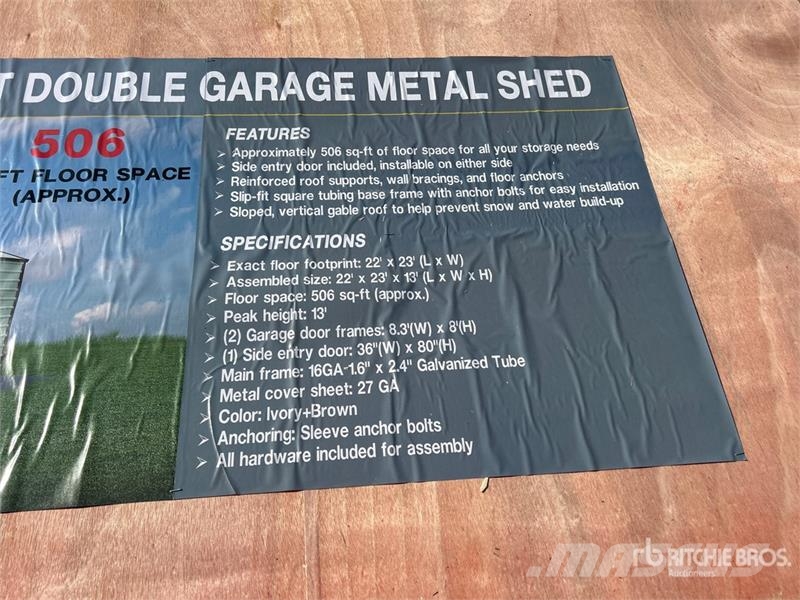 AGR-MS2322 23 ft x 22 ft Double Garage Metal Shed Ostale prikolice
