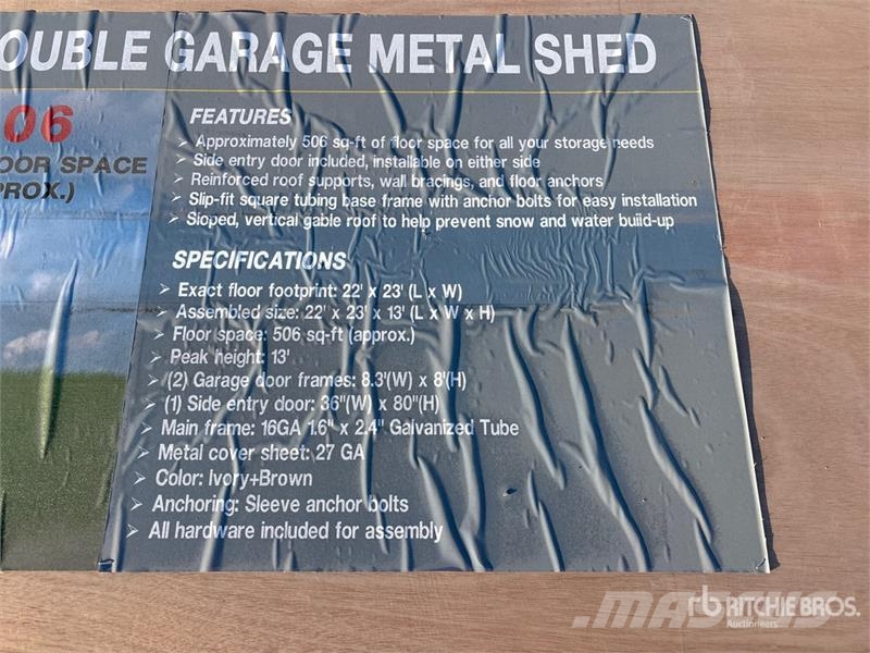  AGR-MS2322 23 ft x 22 ft Double Garage Metal Stora Teräsrunkorakennukset