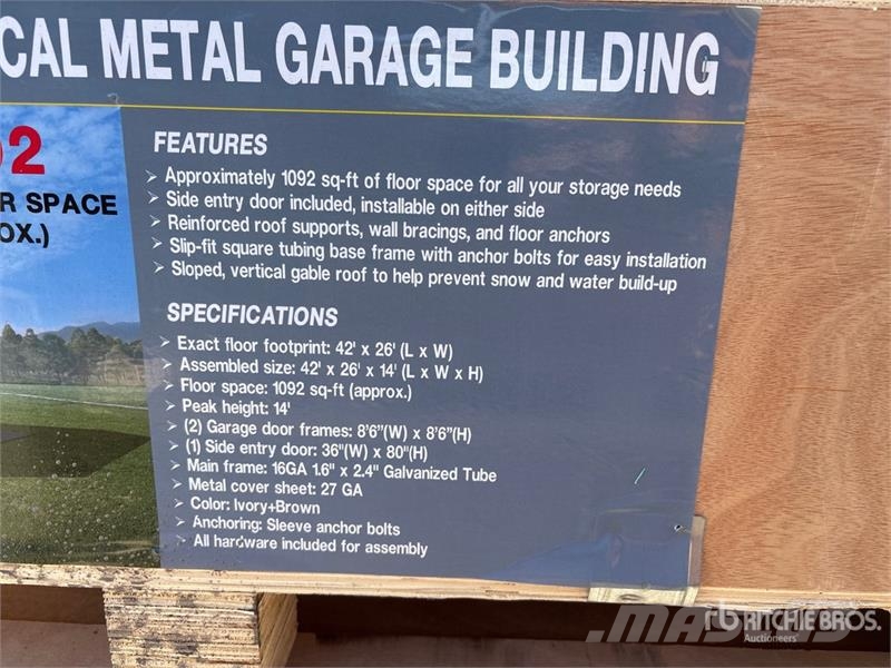  AGR-MS2642 26 ft x 42 ft Metal Garage Storage Buil Stålrammmer