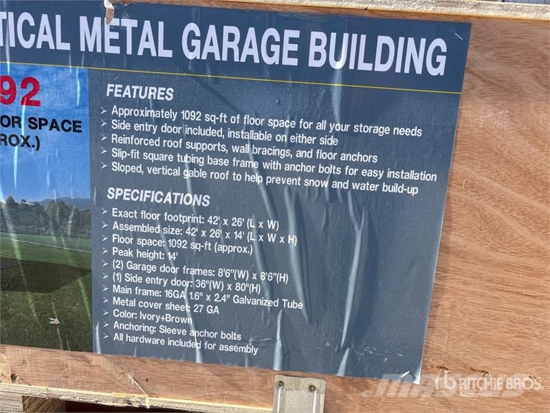  AGR-MS2642 26 ft x 42 ft Metal Garage Storage Buil Stålrammmer