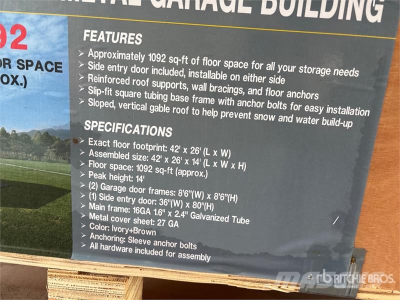 AGR-MS2642 26 ft x 42 ft Metal Garage Storage Buil Stahlrahmenaufbauten
