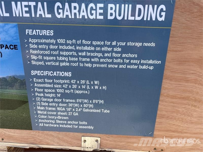  AGR-MS2642 26 ft x 42 ft Metal Garage Storage Buil Stålrammmer