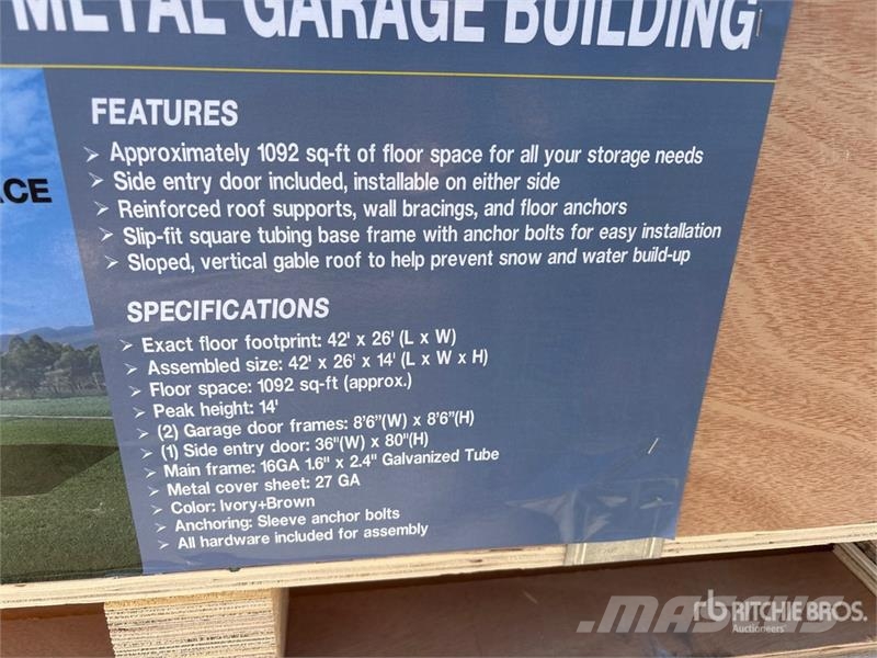  AGR-MS2642 26 ft x 42 ft Metal Garage Storage Buil Stålrammmer