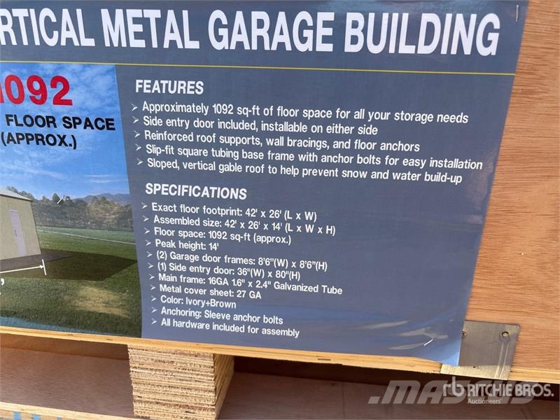  AGR-MS2642 26 ft x 42 ft Metal Garage Storage Buil Stålrammmer