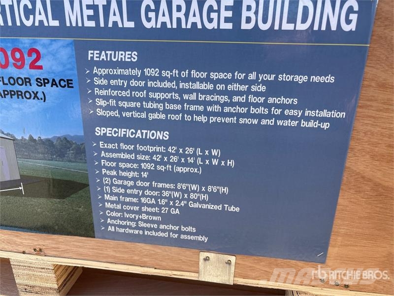  AGR-MS2642 26 ft x 42 ft Metal Garage Storage Buil Stålrammmer