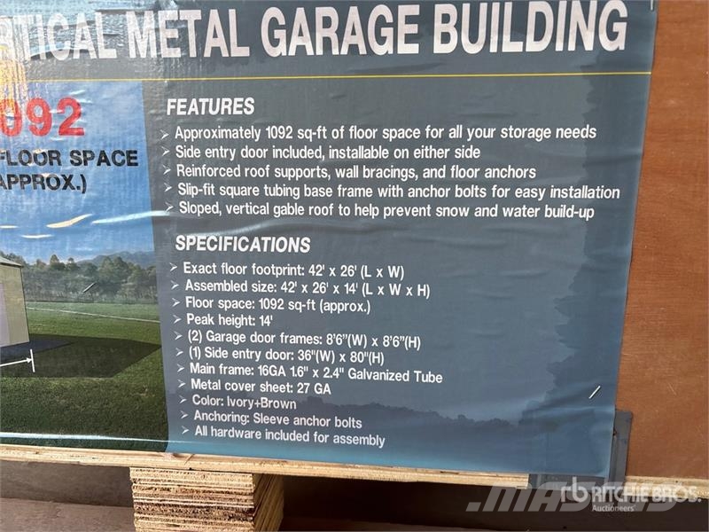 AGR-MS2642 26 ft x 42 ft Metal Garage Storage Buil Stahlrahmenaufbauten