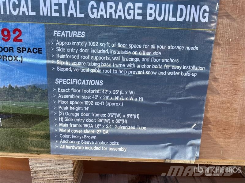 AGR-MS2642 26 ft x 42 ft Metal Garage Storage Buil Stålrammmer