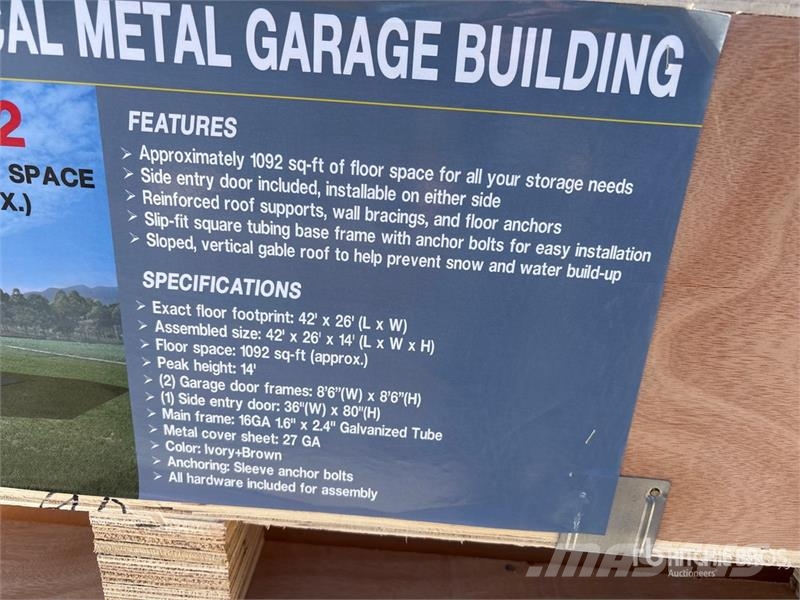  AGR-MS2642 26 ft x 42 ft Metal Garage Storage Buil Stålrammmer