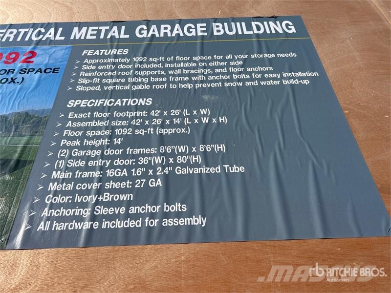 AGR-MS2642 42 ft x 26 ft All Vertical Metal Garage Ostale prikolice