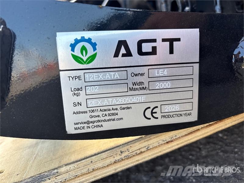 AGT 12EX-ATA Mini Excavator Attachments (Unused) Muut