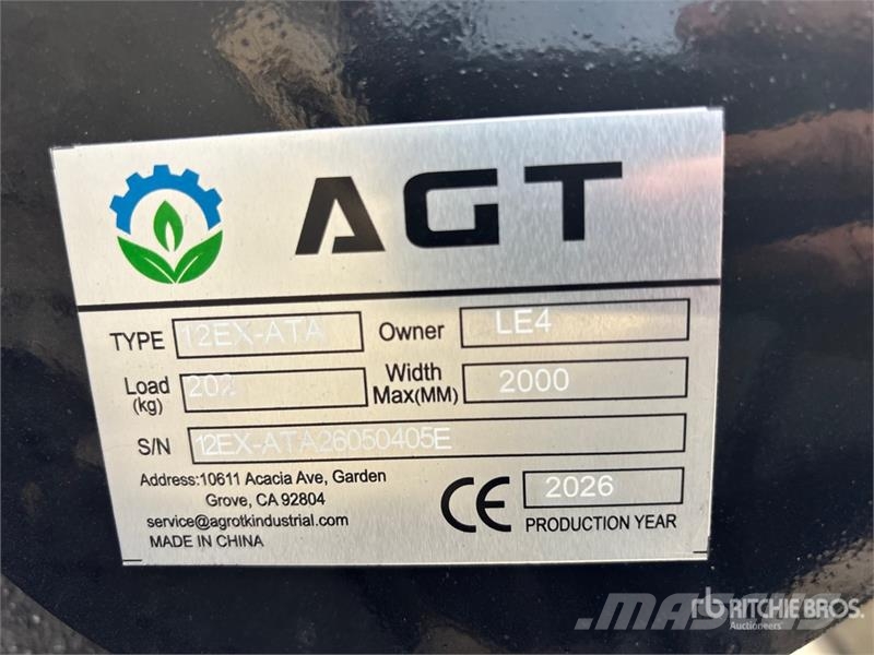 AGT 12EX-ATA Mini Excavator Attachments (Unused) Muut