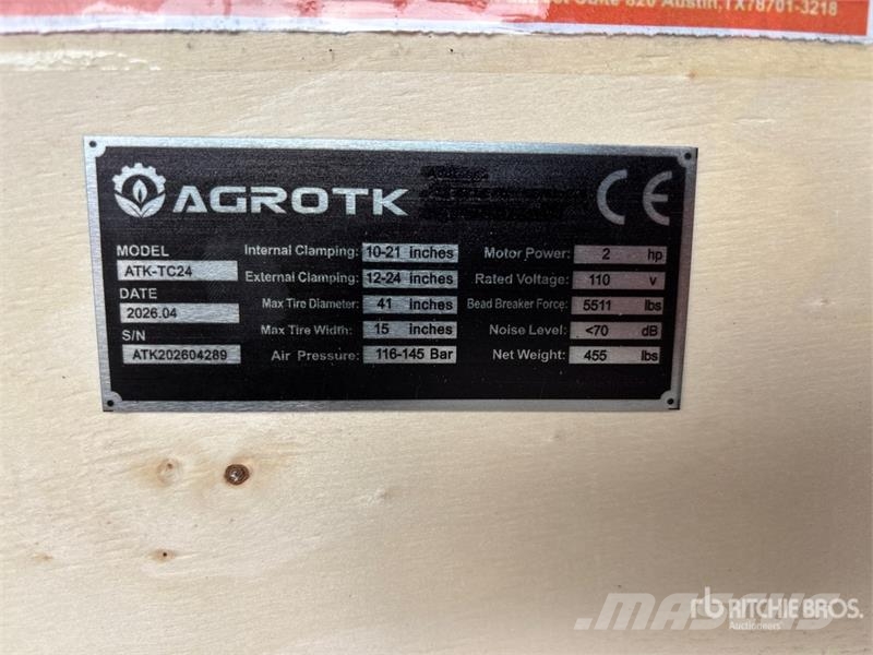 AGT ATK-TC24 Tire Changer (Unused) Construction - Others